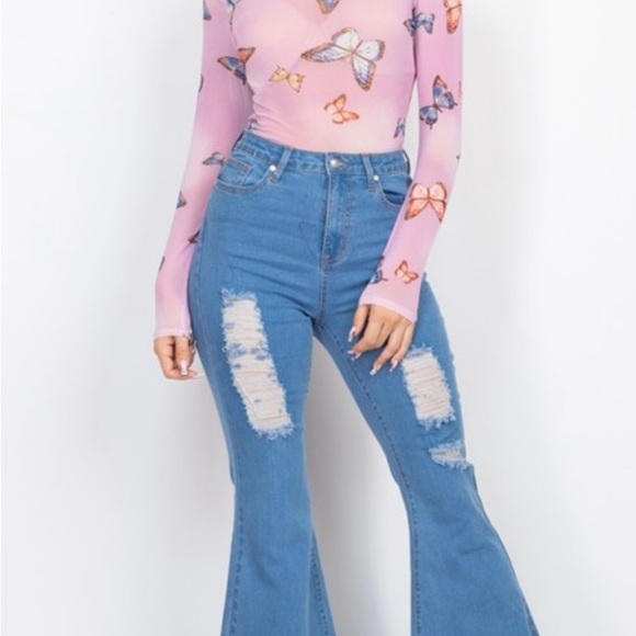 🆕Butterfly mesh print top - Picture 5 of 8